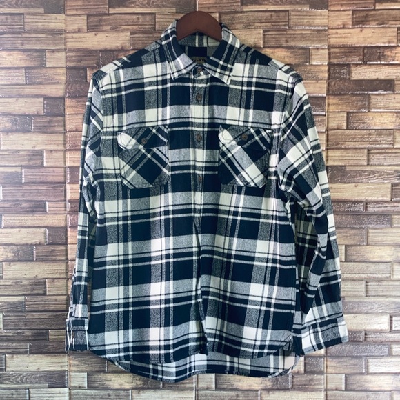 Jachs Mfg Heritage Black and White Long Sleeve Button Up Flannel Shacket Large - Picture 1 of 8